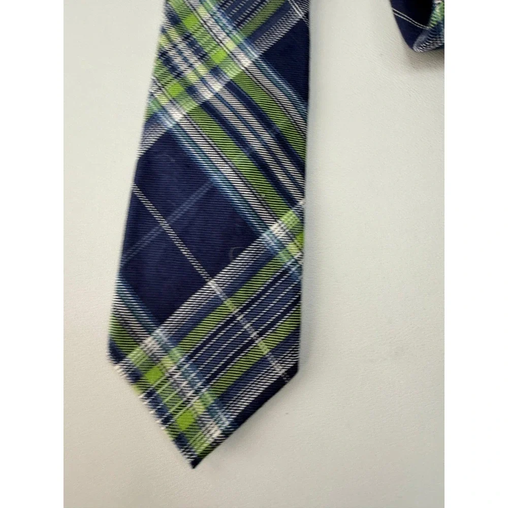 Lauren Ralph Lauren Mens Plaid Blue Lime Green Linen Silk Blend 3